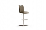 BARDO barová stolička koža cappuccino, podnož nerez štvorcová