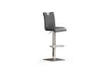 BARDO barová stolička koženka šedá, podnož nerez štvorcová