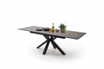NAGANO jedáleský stôl antracit, podnož čierna, roztiahnutý