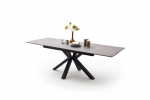 NAGANO jedáleský stôl svetlošedá, podnož čierna, roztiahnutý (2)