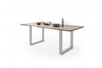 CALABRIA 160,180 jedálenský stôl prírodná,plát 2,5cm +podnož tvaru  U nerez brúsená
