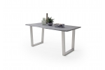 CALABRIA 160,180 jedálenský stôl šedá piesková,plát 2,5cm +podnož tvaru skosené U nerez búsená