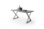 CALABRIA 180,200 jedálenský stôl šedá piesková,plát 3,5cm +podnož tvaru X nerez brúsená
