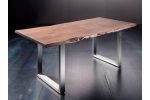 Stôl CALABRIA  - orech - 5,5 cm hrubý - podnož U -nerez brúsený