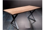 Stôl CALABRIA  - prírodný - 5,5 cm hrubý - podnož X-nerez brúsený