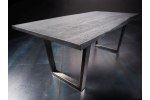 Stôl CALABRIA  - sivá pieskovaná - 5,5 cm hrubý - podnož skosené U-nerez brúsený