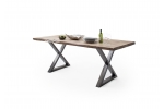 CALABRIA 200,220,240 jedálenský stôl prírodná,plát 5,5cm +podnož tvar X antik
