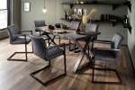 jedálenský stôl CALABRIA šedá pieková, nohy-tvar X farba antik + stoličky KIAN B koženka šedá