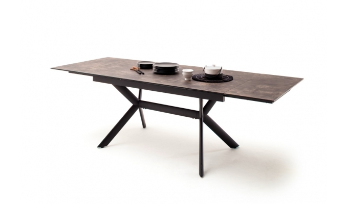 Siros jedálenský stôl doska vzhľad kameň hnedý, roztiahnutý, s dekoráciou