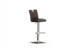 CASTA barová stolička koža hnedá nerez štvorcová